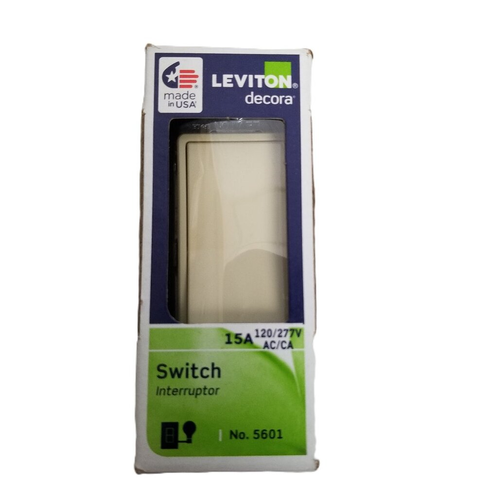 Leviton Decora 5601 Ivory Rocker Switch 15A Single Pole 120/277V NEW